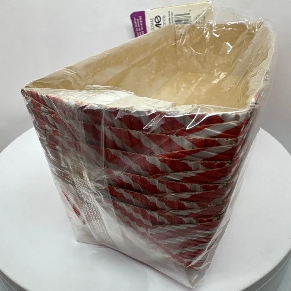 Welcome‎ Home Brands 6pc Paper Baking Pans Red White Stripe Oven Safe Loaf Pans